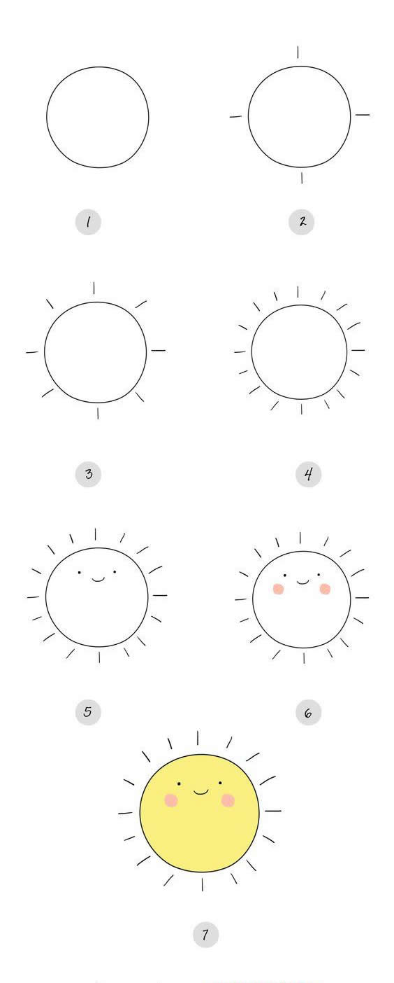 太陽簡筆畫步驟圖