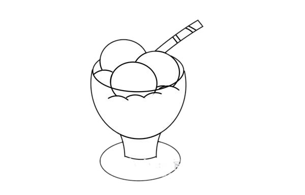 一杯冰激凌球簡筆畫簡單又漂亮