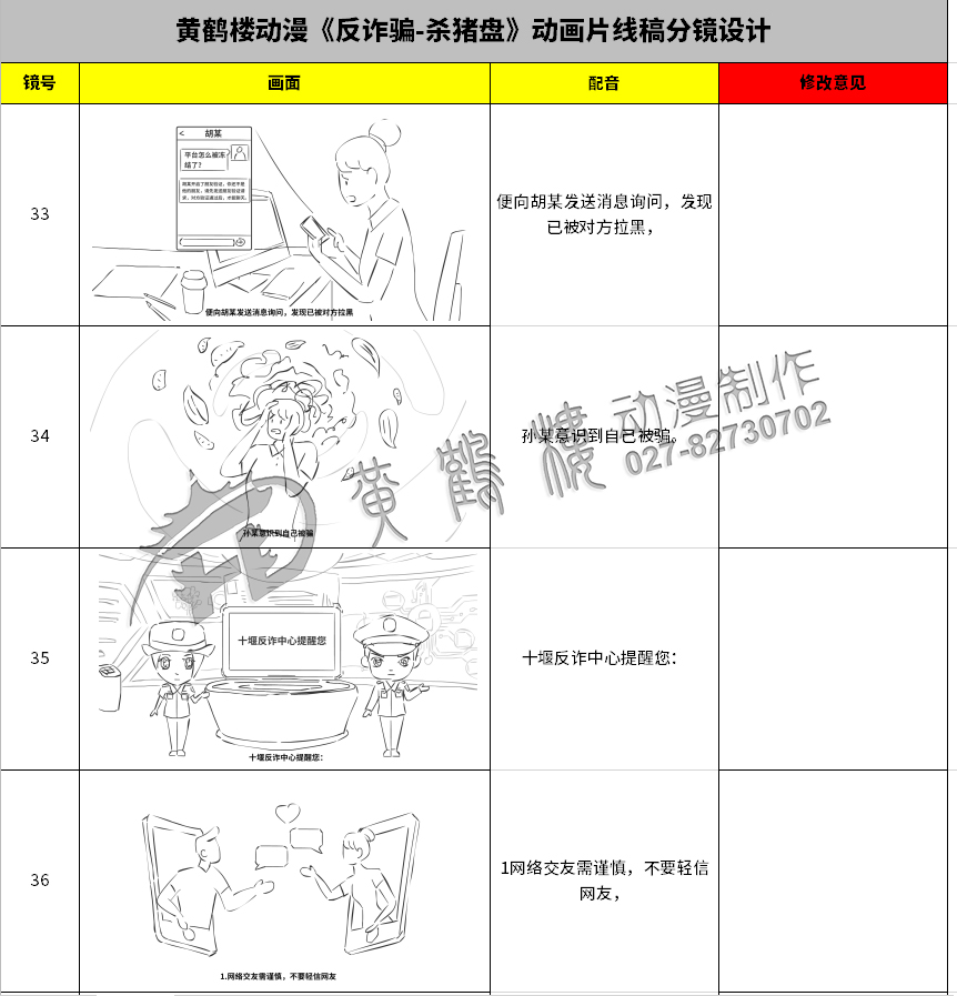 黃鶴樓動(dòng)漫《反詐騙-殺豬盤(pán)》動(dòng)畫(huà)片線(xiàn)稿分鏡設(shè)計(jì)33-36.jpg